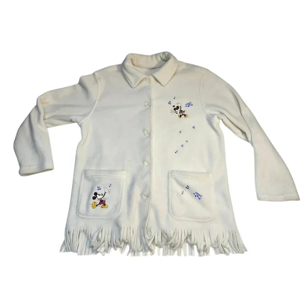 Vintage Mickey & Minnie Fleece Cardigan Sweater Size large